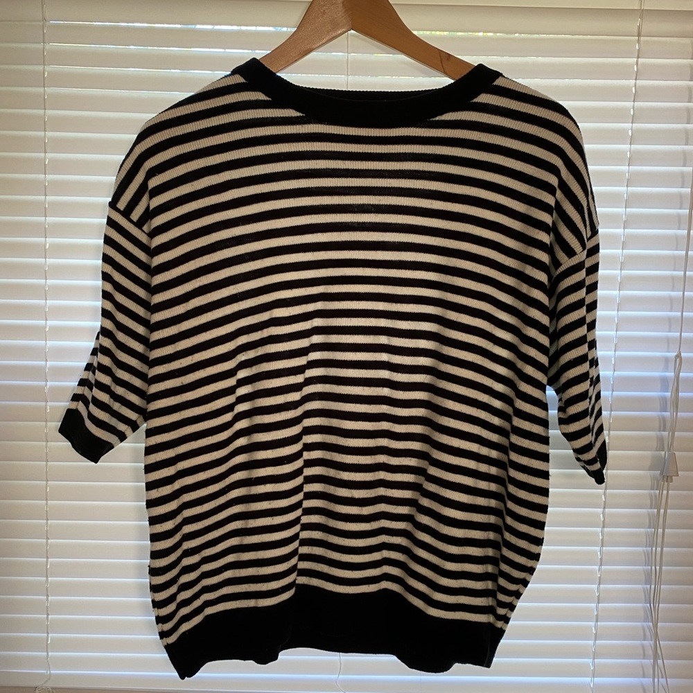 Du Rhone Brand vintage black and white striped sweater.
